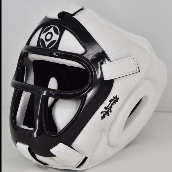 Kyokushin Strong™ Face Saver Head Guard – White & Gold Edition