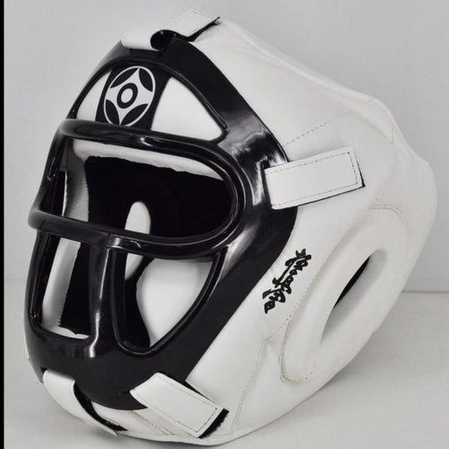 Kyokushin Strong™ Face Saver Head Guard – White & Gold Edition